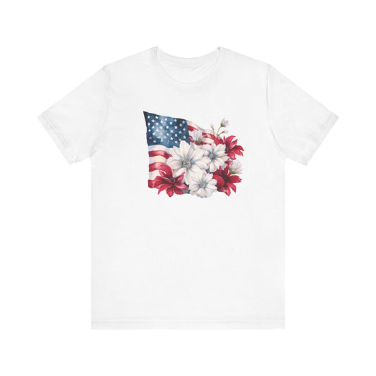 American Flag and Flowers Women's Tee